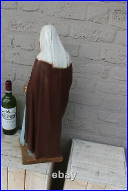 XL French antique chalkware SAINT ANNE ANNA Mary mother religious statue figurin