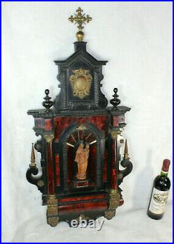 XL Top antique Flemish religious church 1800 Wood carved wall neo gothic chapel