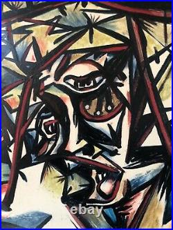 \uD83D\uDD25 Antique Mid Century Modern Abstract Cubist Oil Painting, The Crucifixion 1953