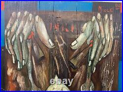 \uD83D\uDD25 RARE Antique Mid Century Modern Abstract Basque Oil Painting Miguel Marina